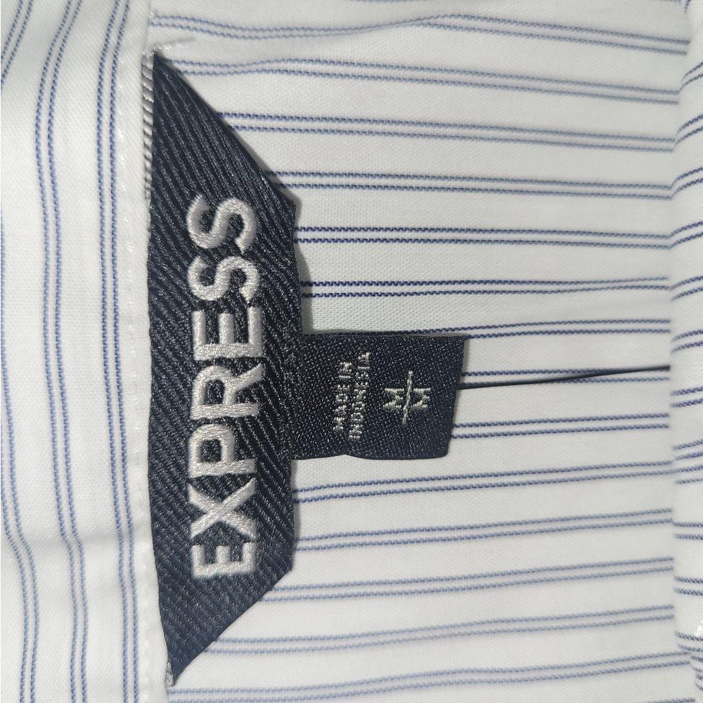 Women's Express White and Blue Striped Button Up Crop Top Size M - Picture 6 of 9